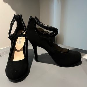 Black strap heels